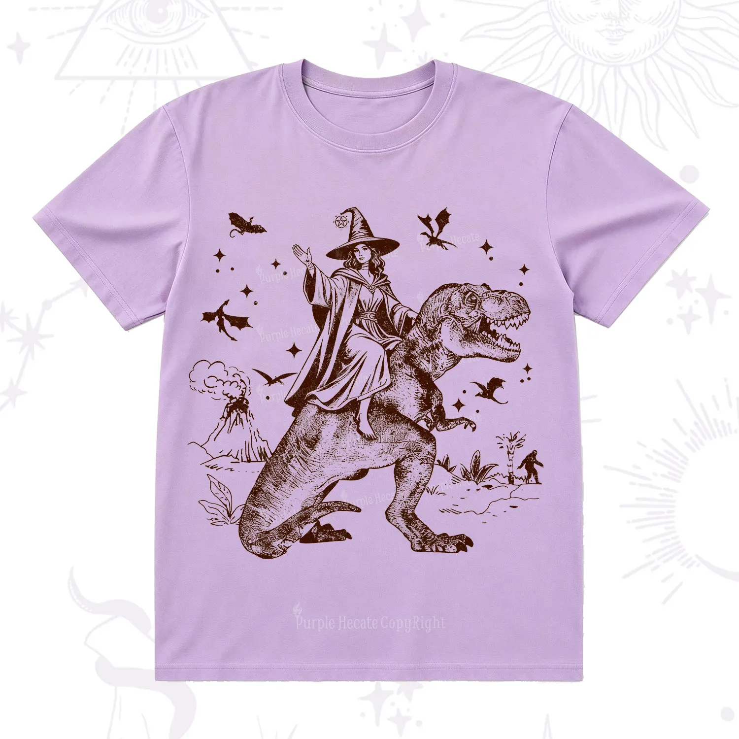 Purplehecate Witch Riding Dino T-Shirt
