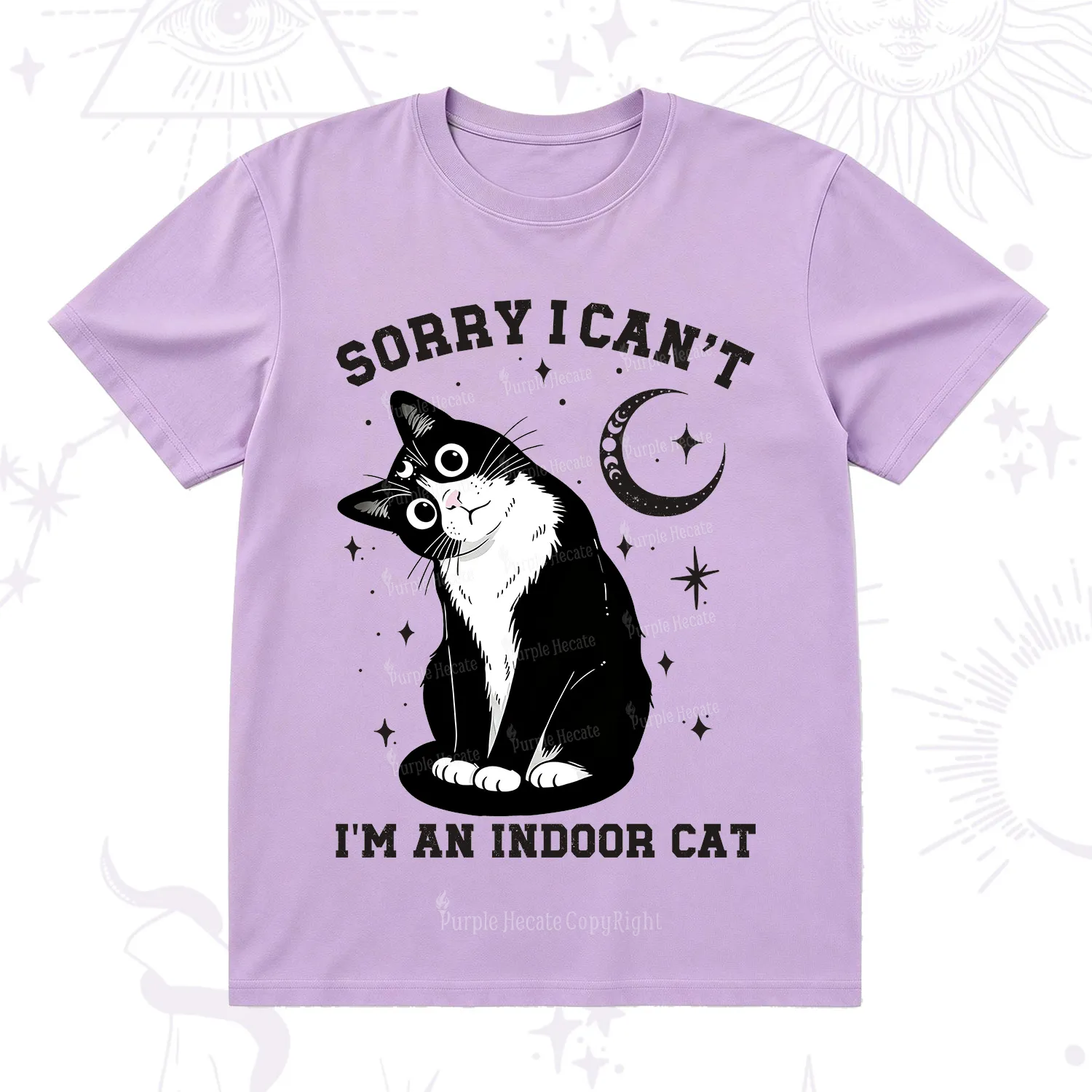 Purplehecate Sorry I Can't Go I'm an Indoor Cat T-Shirt