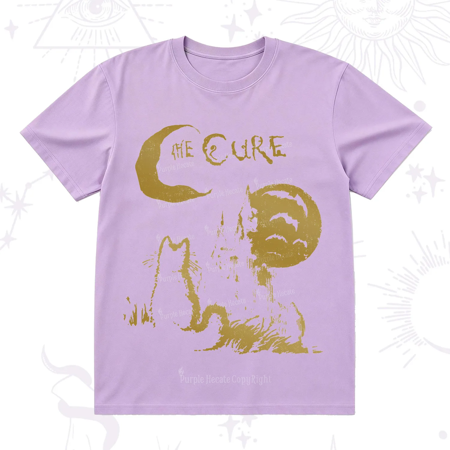 Purplehecate Goth Moon Cat Post-Punk T-Shirt