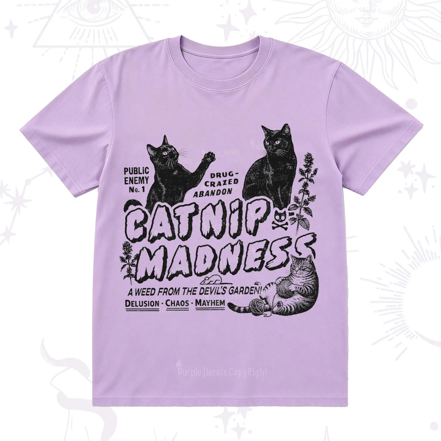 Purplehecate Catnip?Madness Cute?Cat T-Shirt