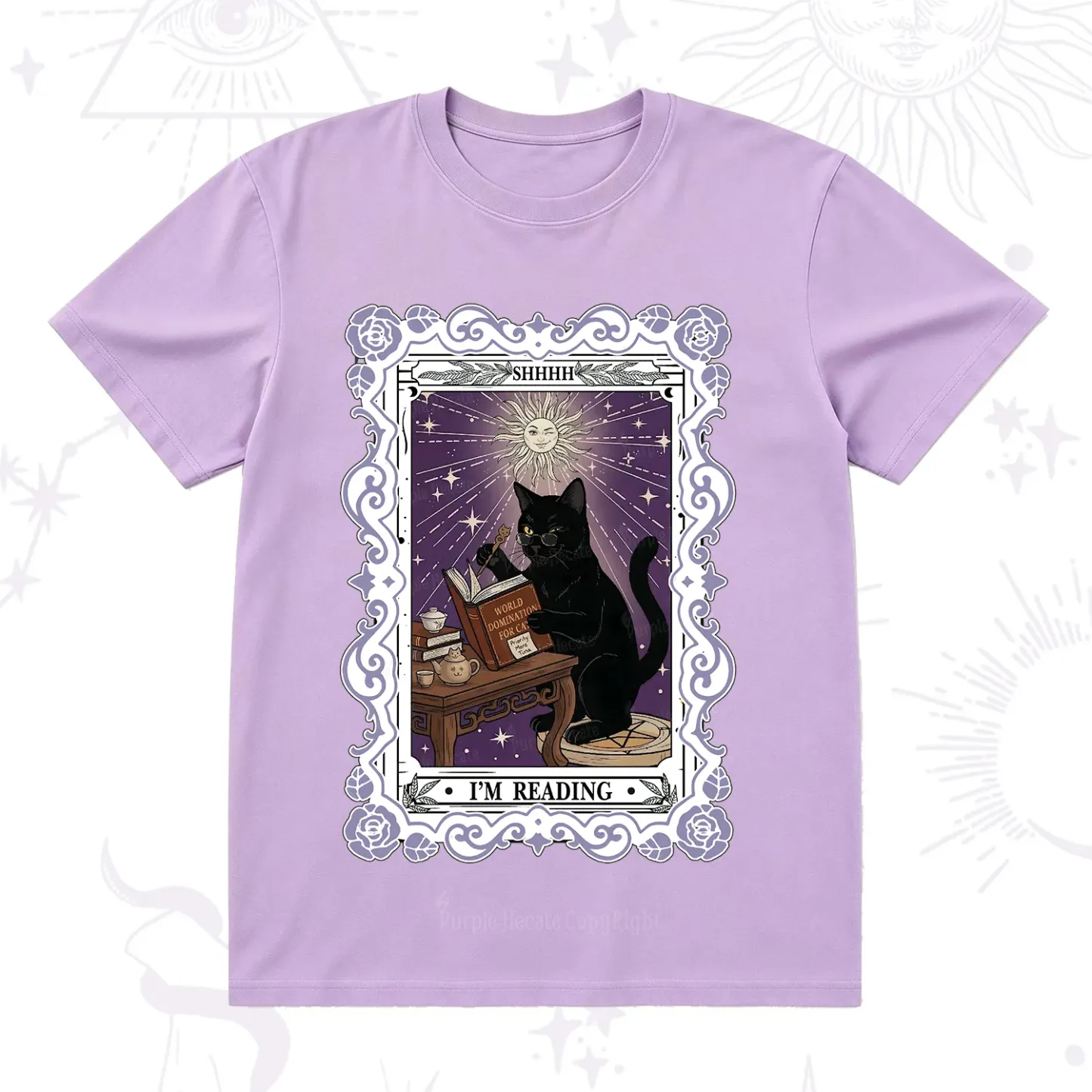Purplehecate The Reading Cat Tarot T-Shirt