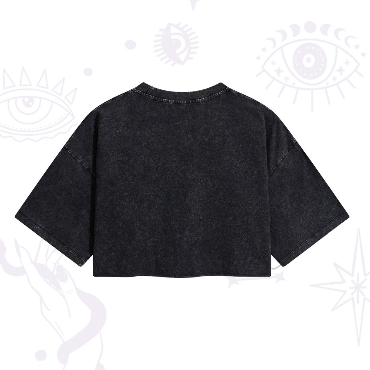 Purplehecate Evil Eye Pattern Washed Cropped T-Shirt