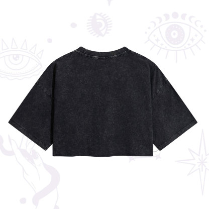 Purplehecate Evil Eye Pattern Washed Cropped T-Shirt