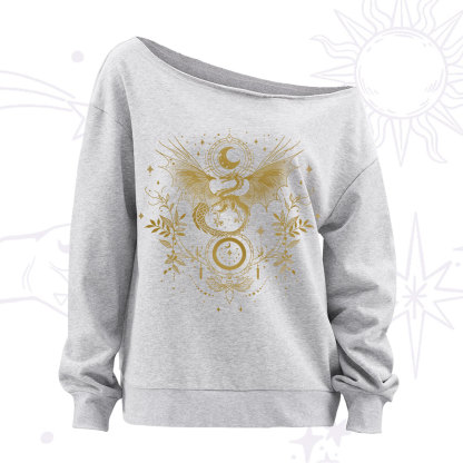 Purplehecate Celestial Dragon Moon Phase Off The Shoulder Sweatshirt