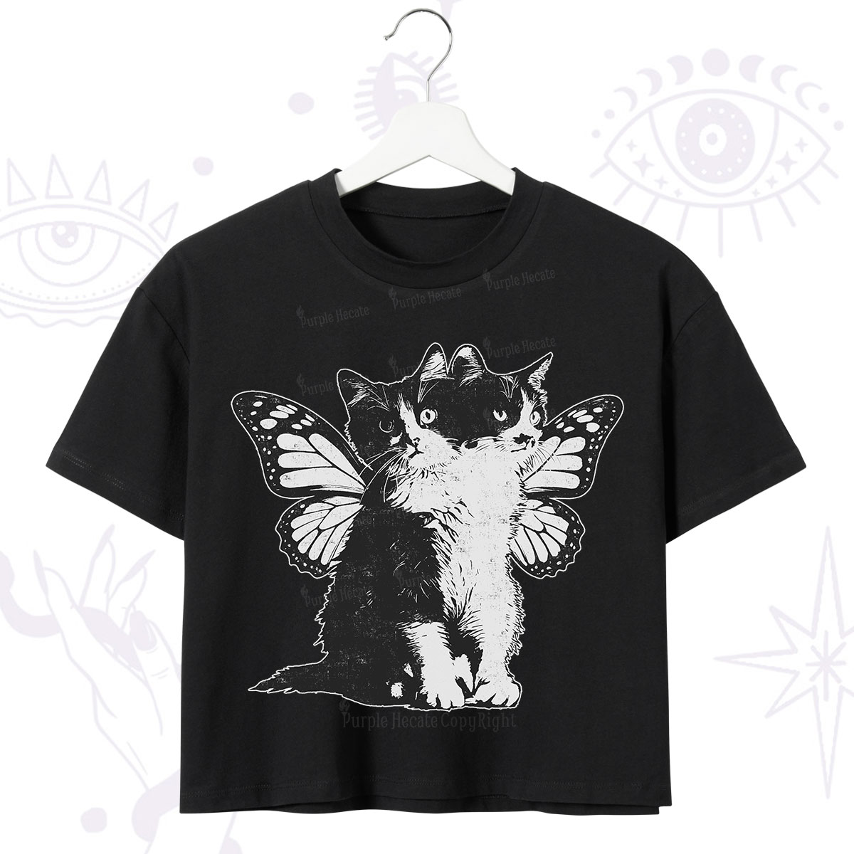 Purplehecate Mystery Butterfly Cat Crop T-Shirt