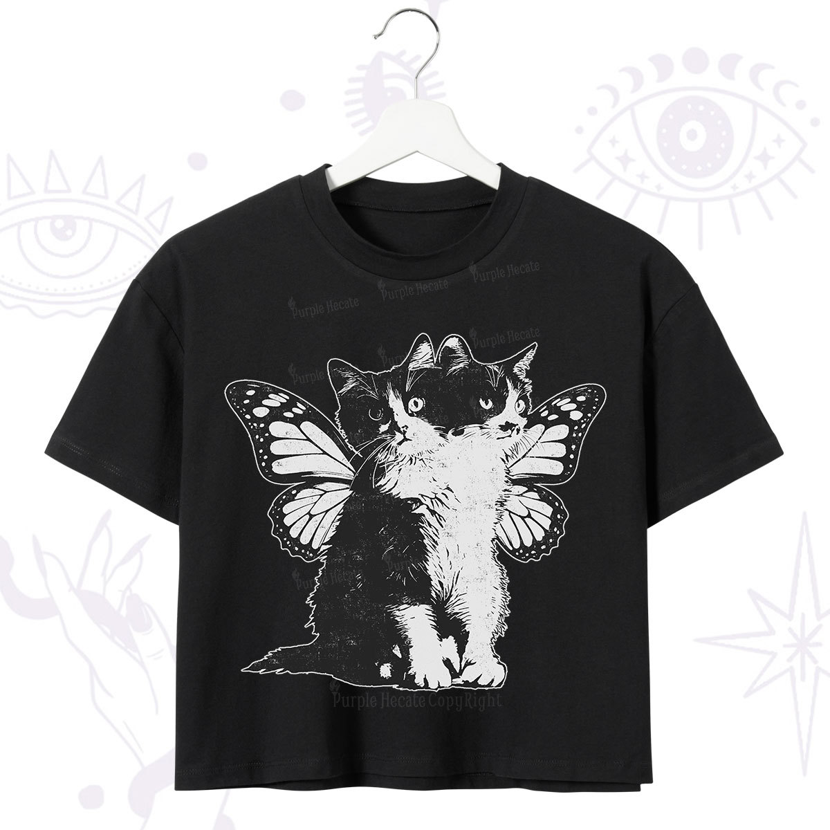 Purplehecate Mystery Butterfly Cat Crop T-Shirt