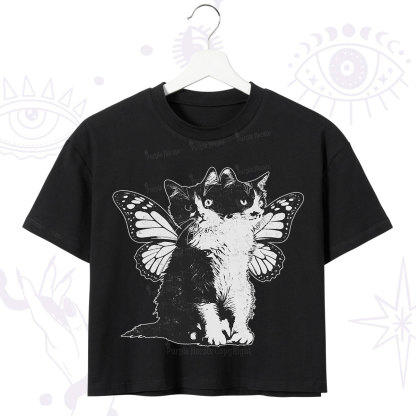 Purplehecate Mystery Butterfly Cat Crop T-Shirt