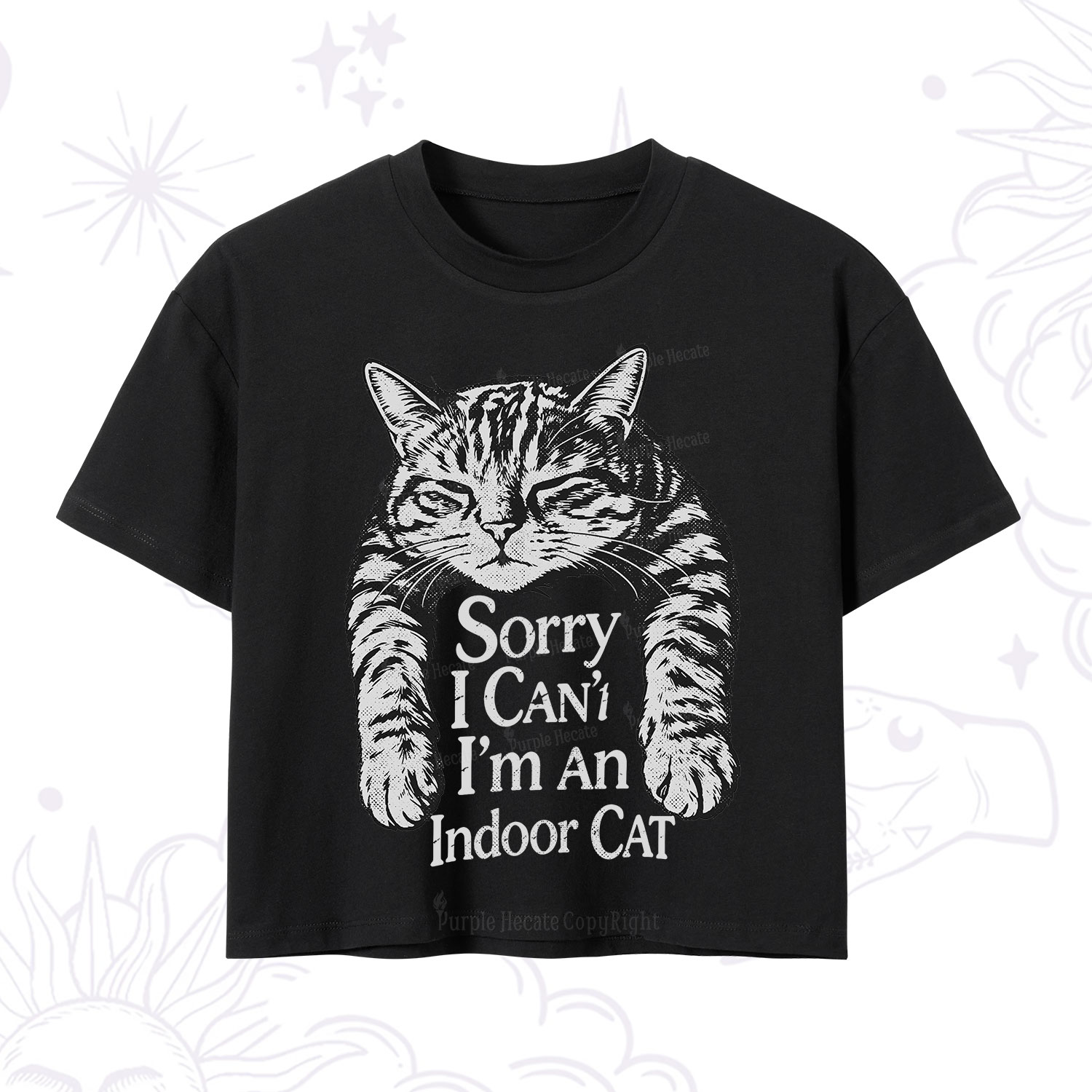 Purplehecate Sorry I Can't Go I'm an Indoor Cat Crop T-Shirt