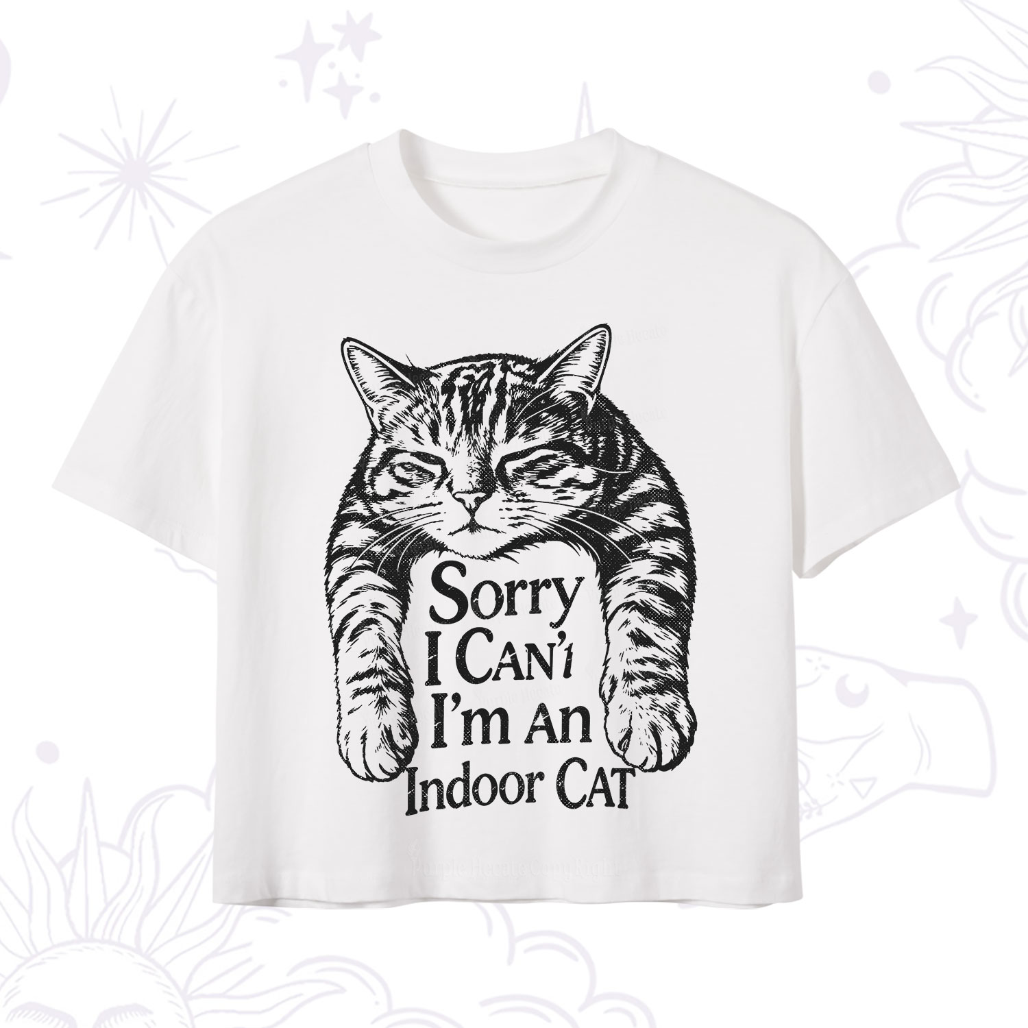 Purplehecate Sorry I Can't Go I'm an Indoor Cat Crop T-Shirt