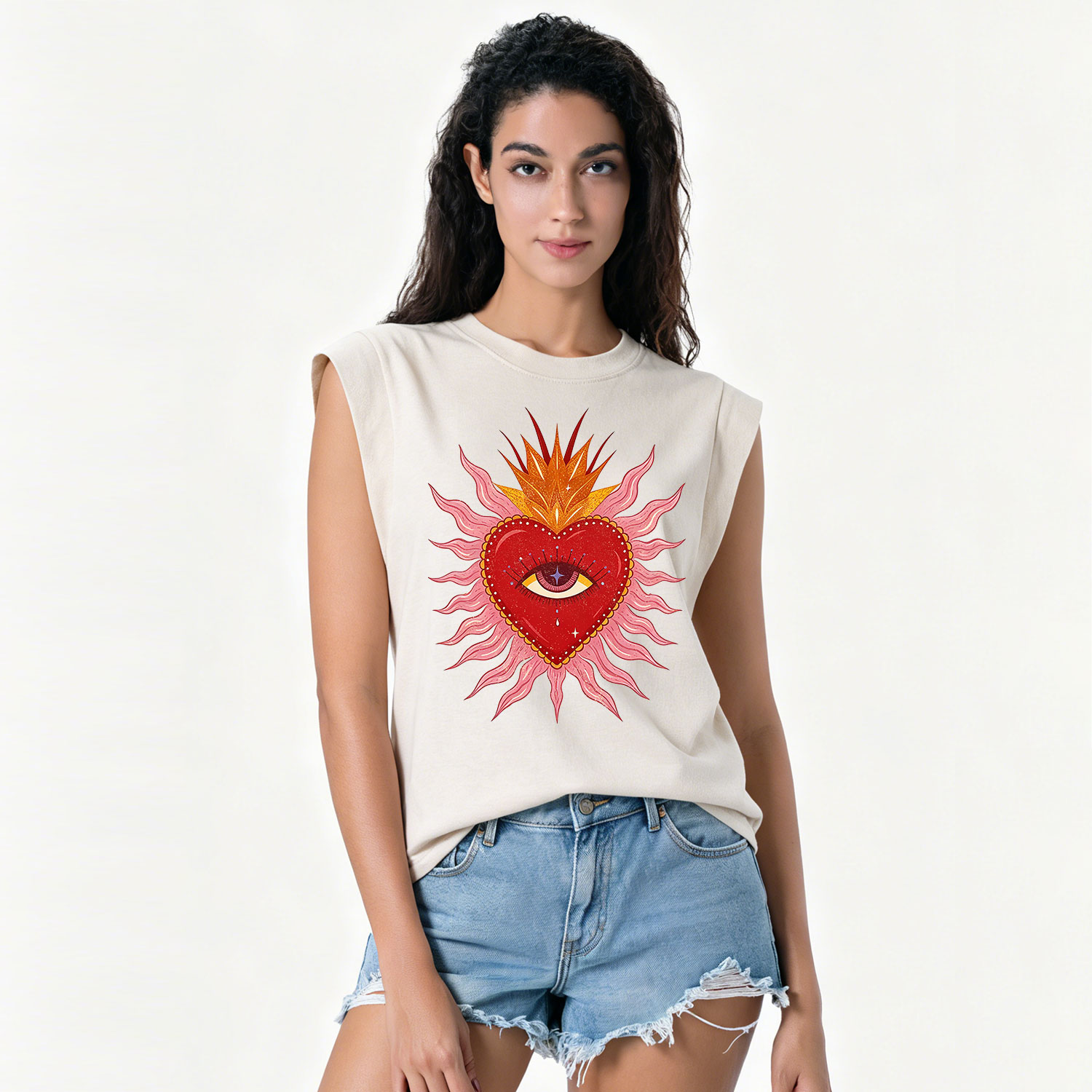 Purplehecate Sacred Flame Heart Vintage Washed Tank