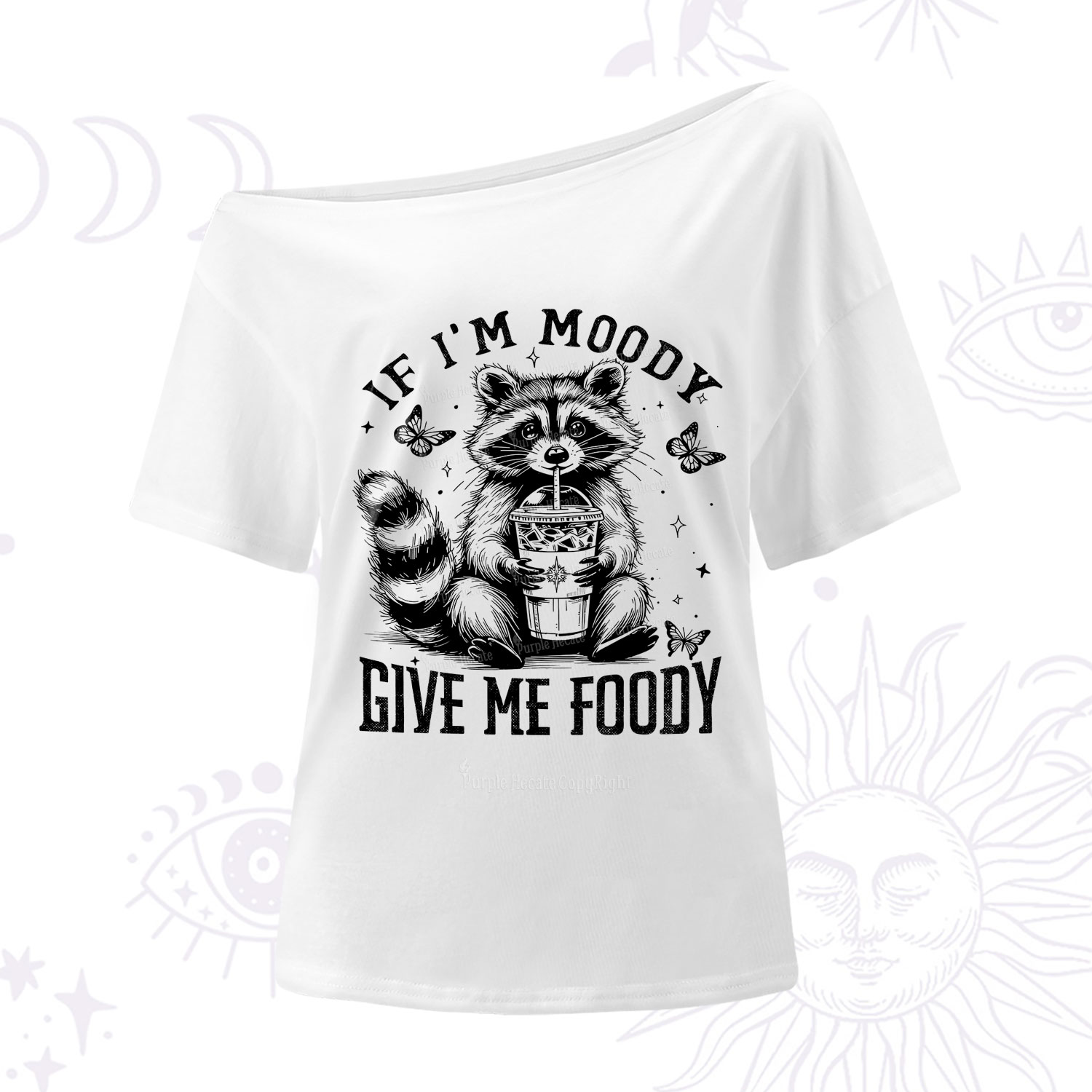 Purplehecate If I'm Moody Give Me Foody One Shoulder T-Shirt