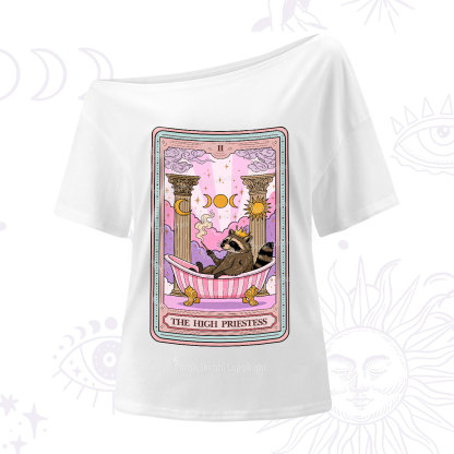 Purplehecate The High Priestess Raccoon Tarot One Shoulder T-Shirt