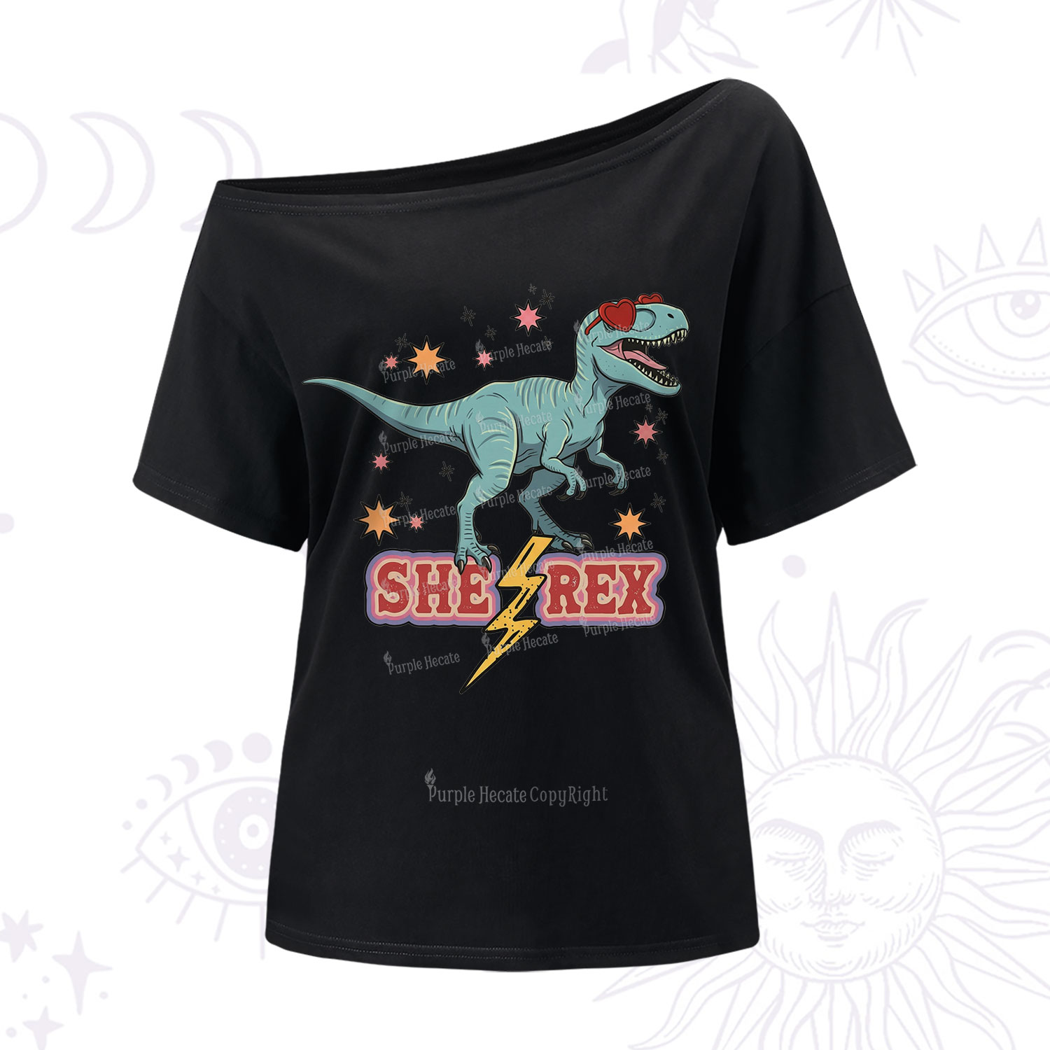 Purplehecate She Rex Dinosaur One Shoulder T-Shirt