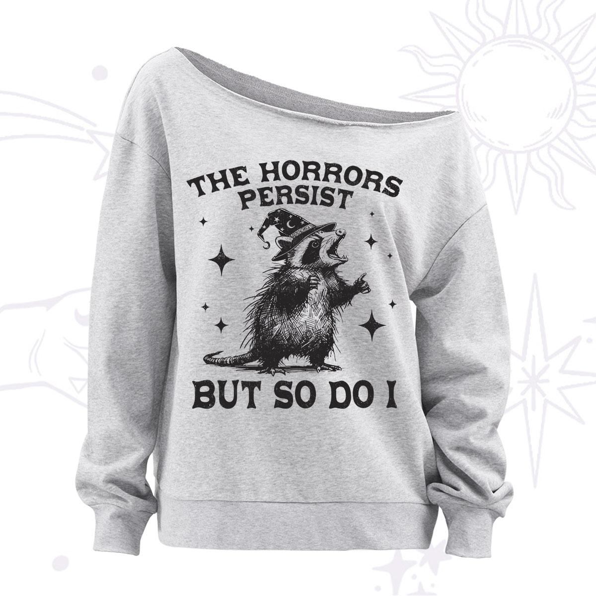 Purplehecate The Horrors Persist But So Do I Off The Shoulder Sweatshirt