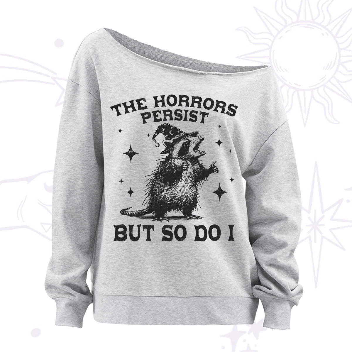 Purplehecate The Horrors Persist But So Do I Off The Shoulder Sweatshirt