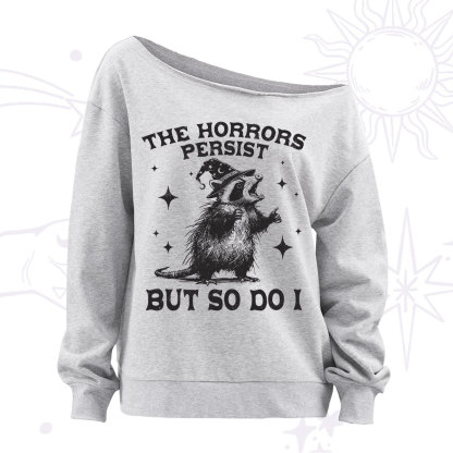 Purplehecate The Horrors Persist But So Do I Off The Shoulder Sweatshirt