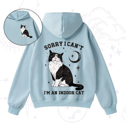 Purplehecate Sorry I Can't Go I'm an Indoor Cat Fleece Hoodie Suit