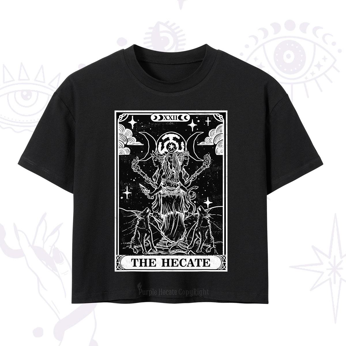 Purplehecate The Dark Moon Goddess Hecate Tarot Crop T-Shirt