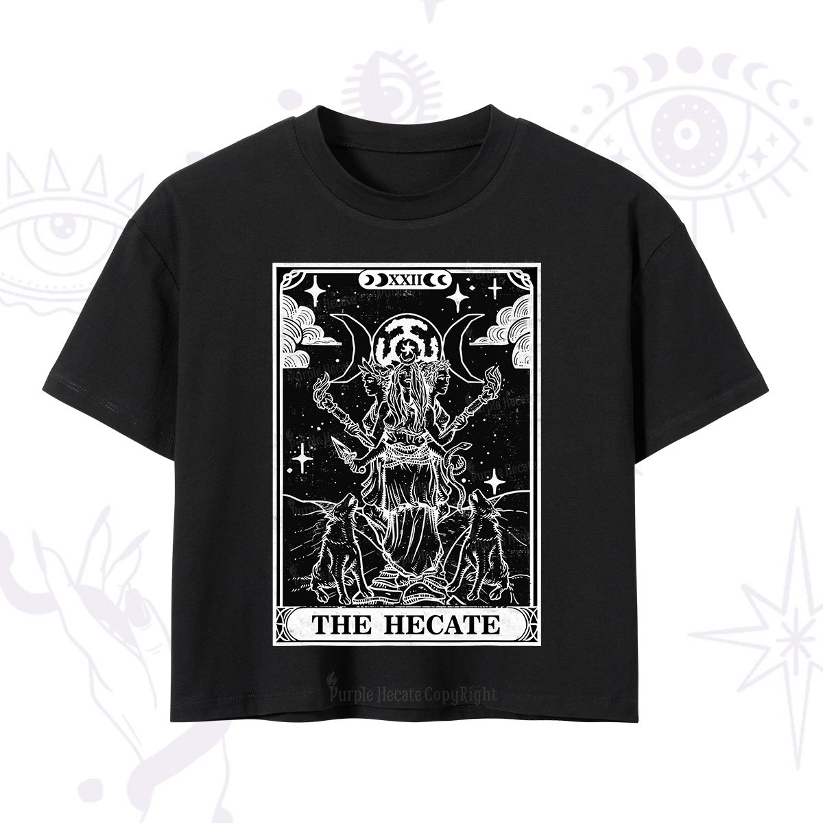 Purplehecate The Dark Moon Goddess Hecate Tarot Crop T-Shirt