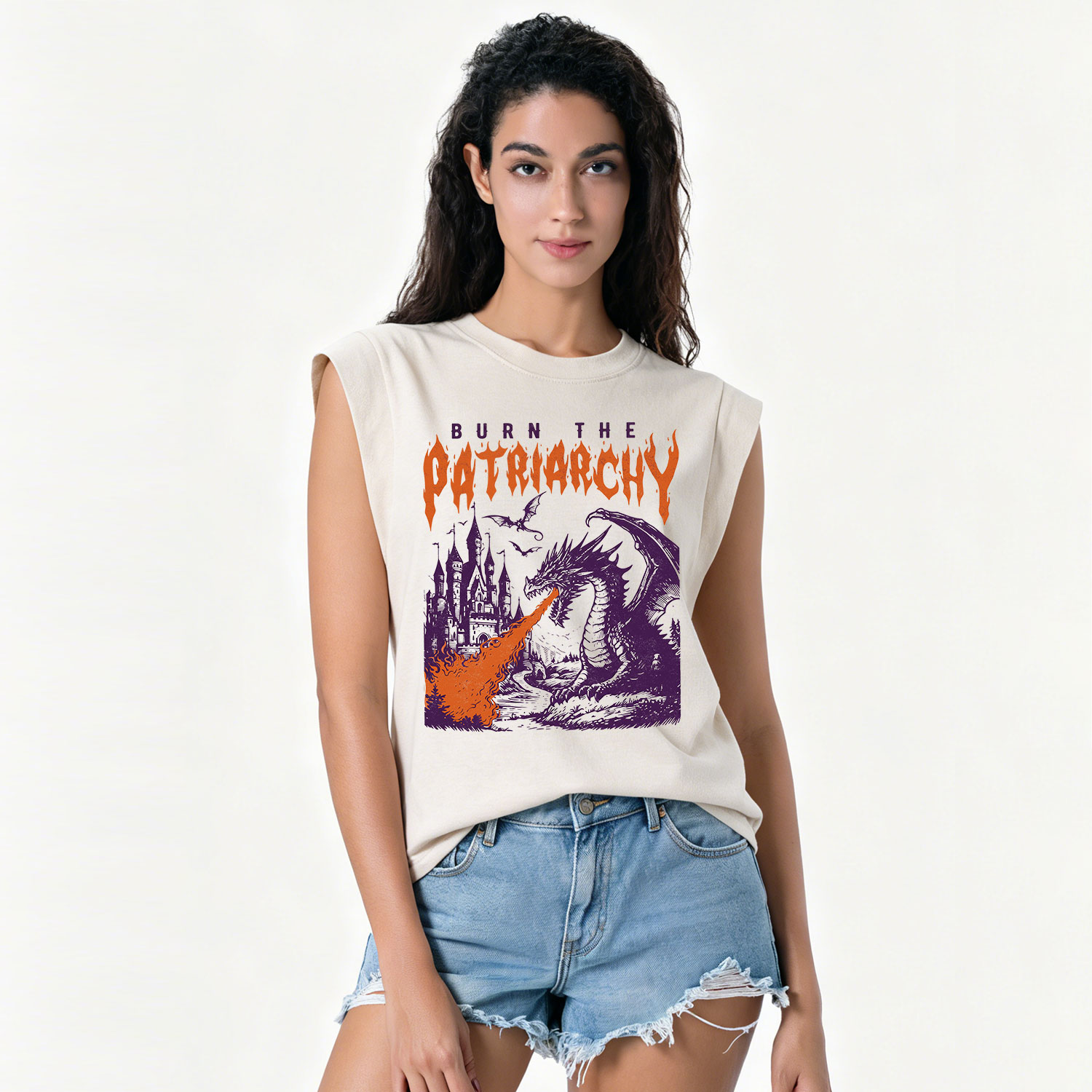Purplehecate Burn the Patriarchy Dragon Vintage Washed Tank
