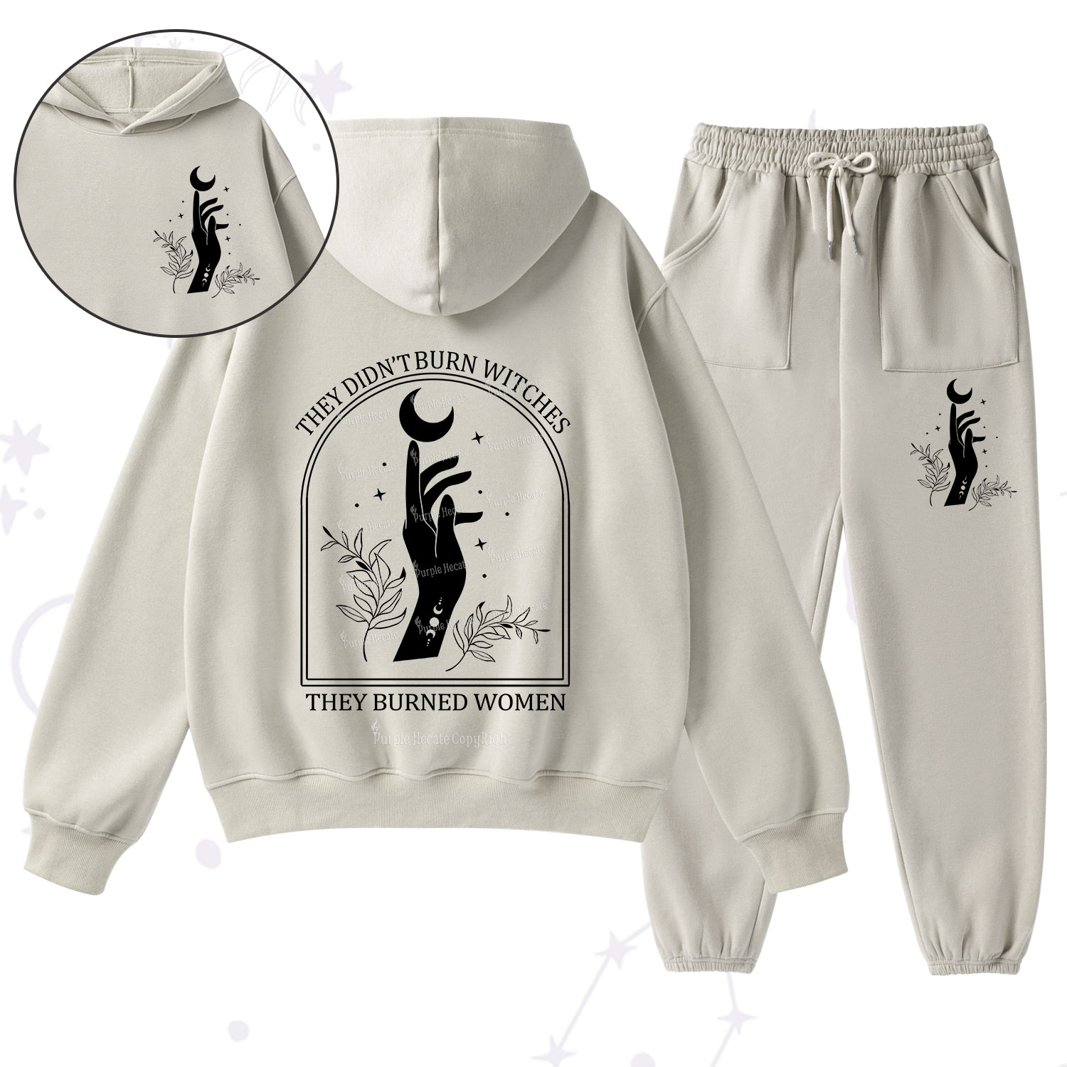 Purplehecate They Didn't Burn Witches They Burned Women Fleece Hoodie Suit