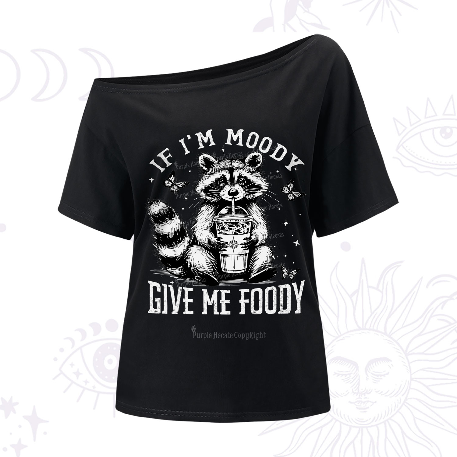 Purplehecate If I'm Moody Give Me Foody One Shoulder T-Shirt