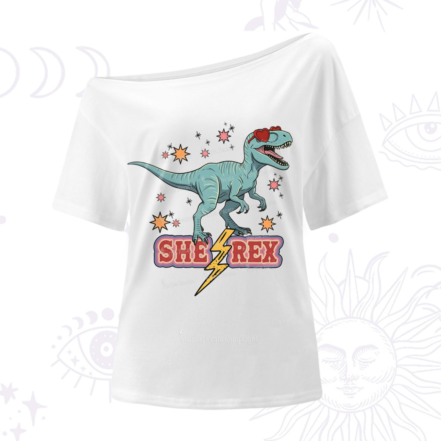 Purplehecate She Rex Dinosaur One Shoulder T-Shirt