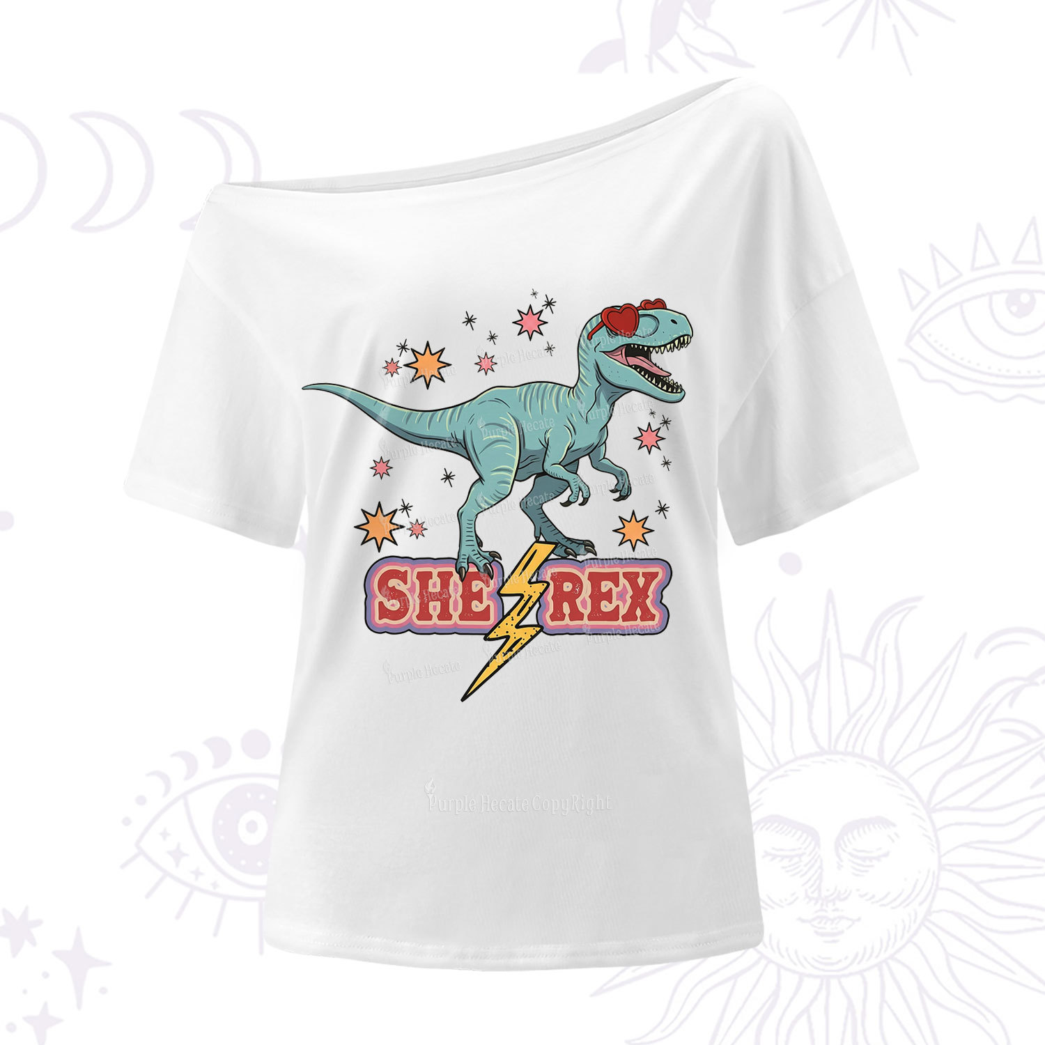 Purplehecate She Rex Dinosaur One Shoulder T-Shirt