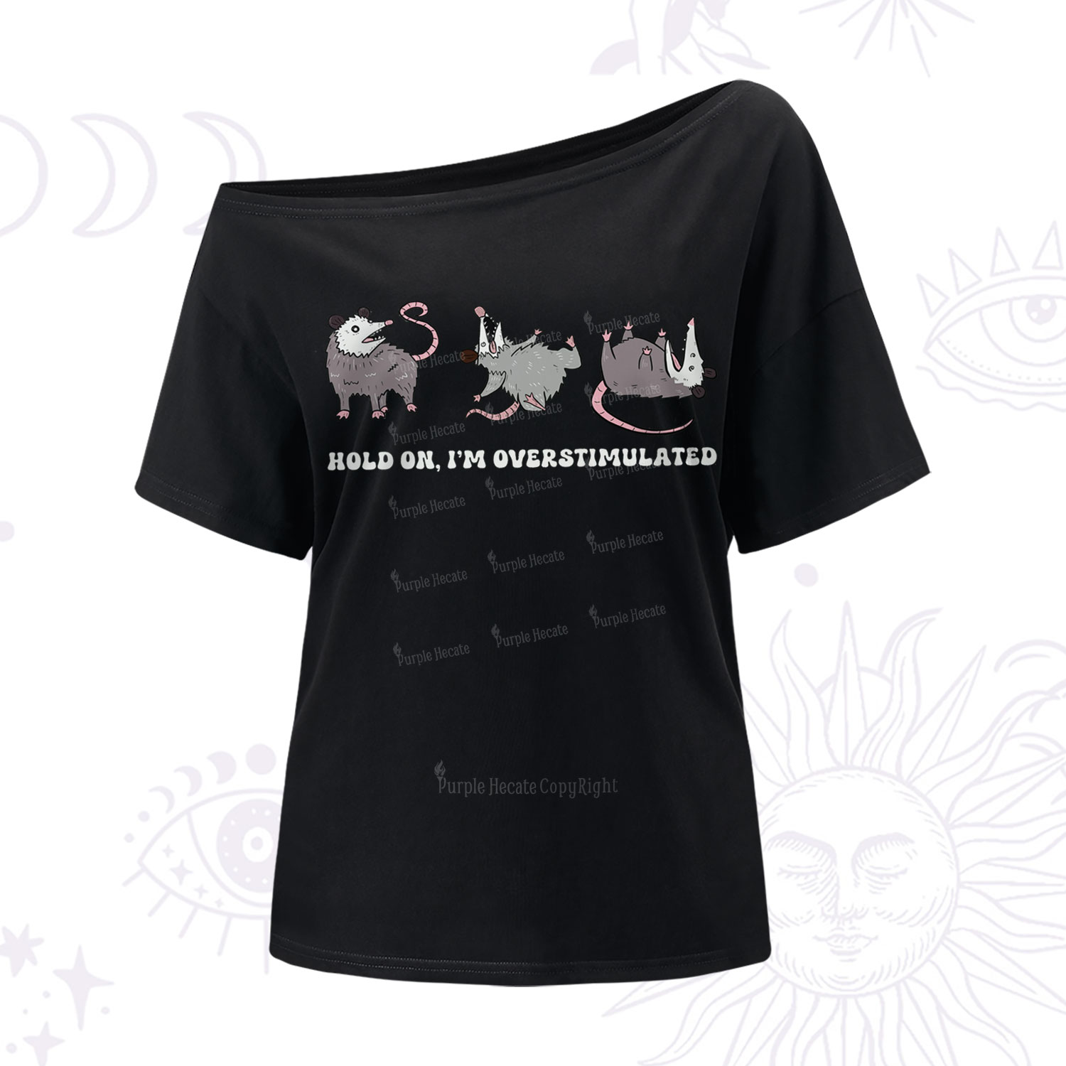 Purplehecate Hold On I'm Overstimulated One Shoulder T-Shirt