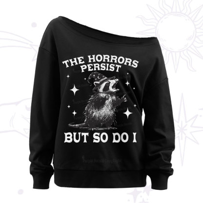 Purplehecate The Horrors Persist But So Do I Off The Shoulder Sweatshirt
