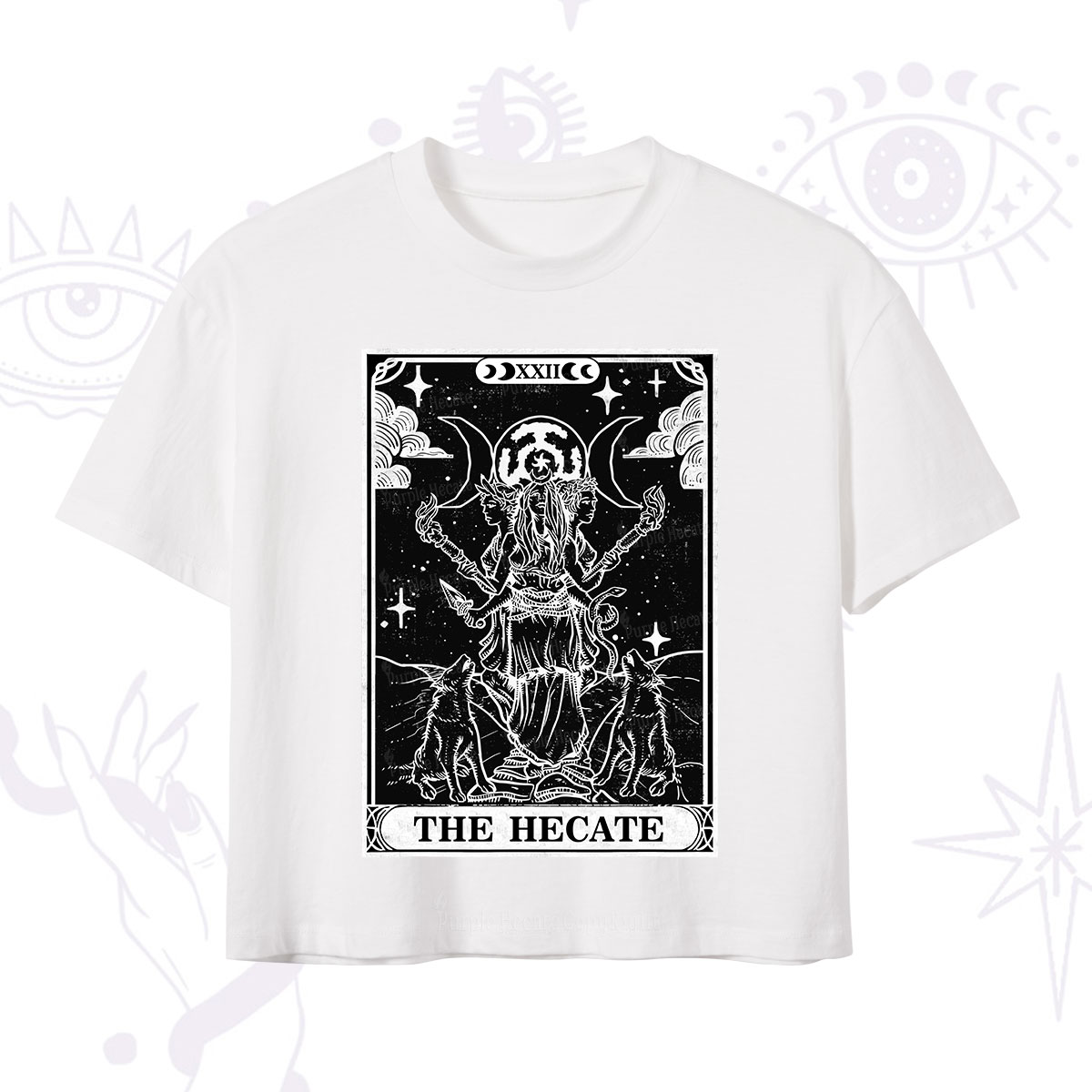 Purplehecate The Dark Moon Goddess Hecate Tarot Crop T-Shirt