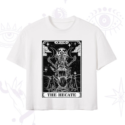 Purplehecate The Dark Moon Goddess Hecate Tarot Crop T-Shirt