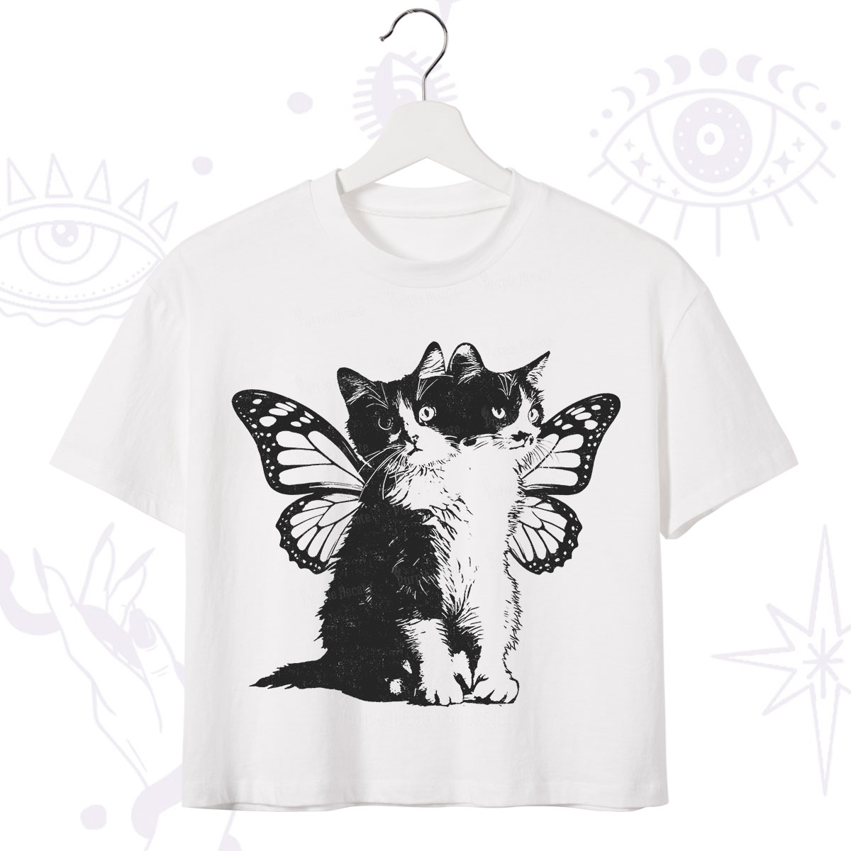 Purplehecate Mystery Butterfly Cat Crop T-Shirt