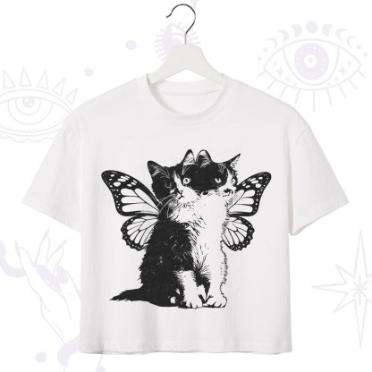 Purplehecate Mystery Butterfly Cat Crop T-Shirt
