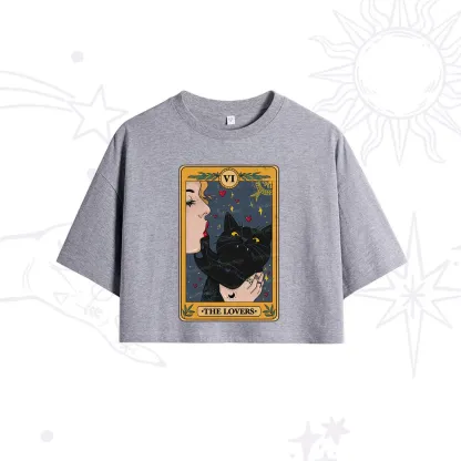 Purplehecate The Lovers Cat Tarot Crop T-Shirt