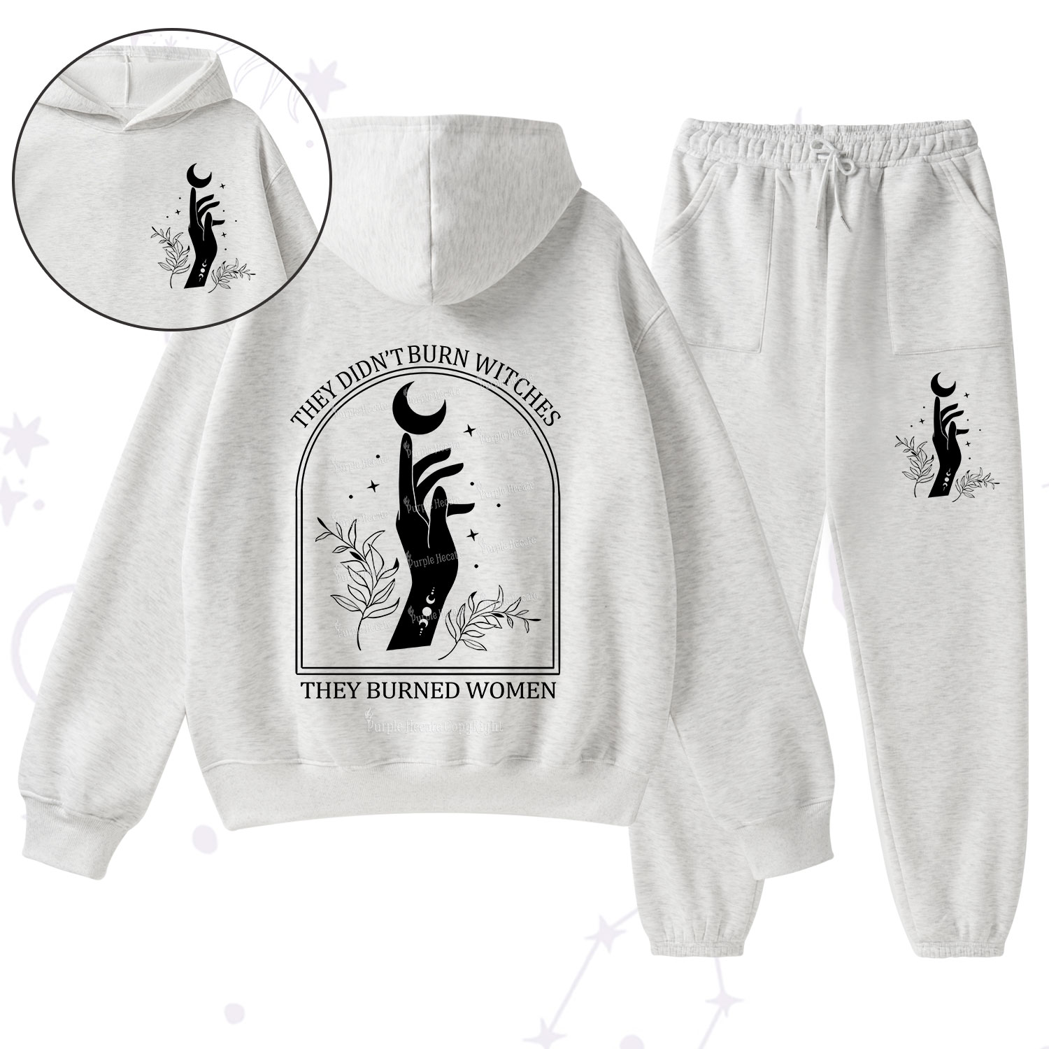 Purplehecate They Didn't Burn Witches They Burned Women Fleece Hoodie Suit