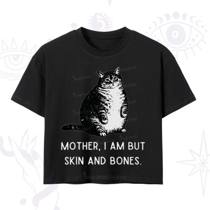 Purplehecate Cat Mother I Am But Skin And Bones Crop T-Shirt