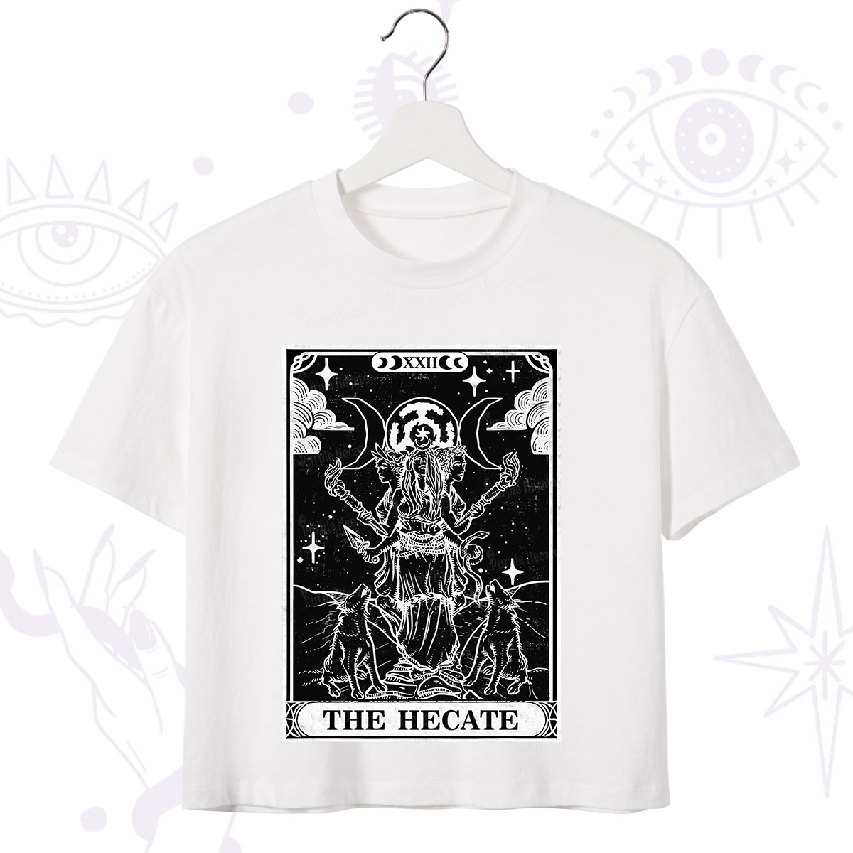 Purplehecate The Dark Moon Goddess Hecate Tarot Crop T-Shirt