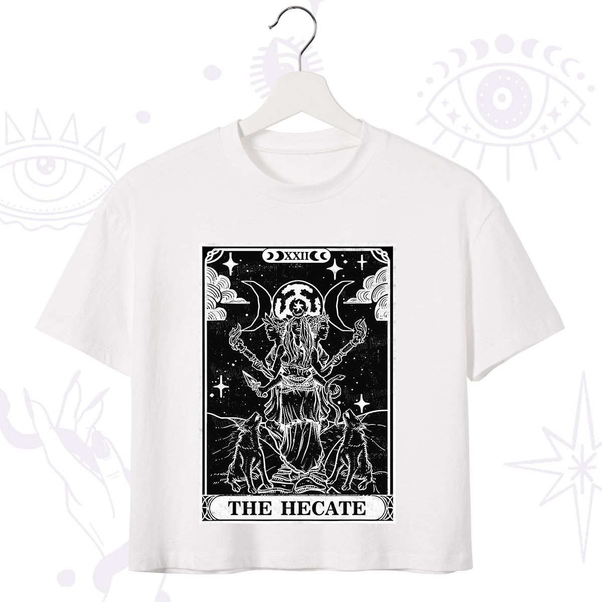 Purplehecate The Dark Moon Goddess Hecate Tarot Crop T-Shirt