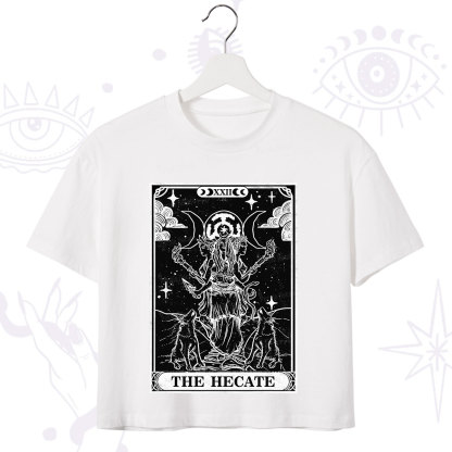 Purplehecate The Dark Moon Goddess Hecate Tarot Crop T-Shirt