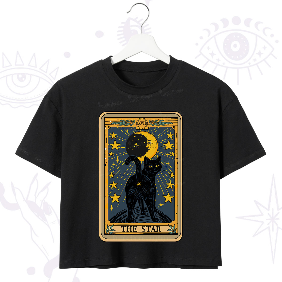 Purplehecate The Star Tarot Cat Crop T-Shirt