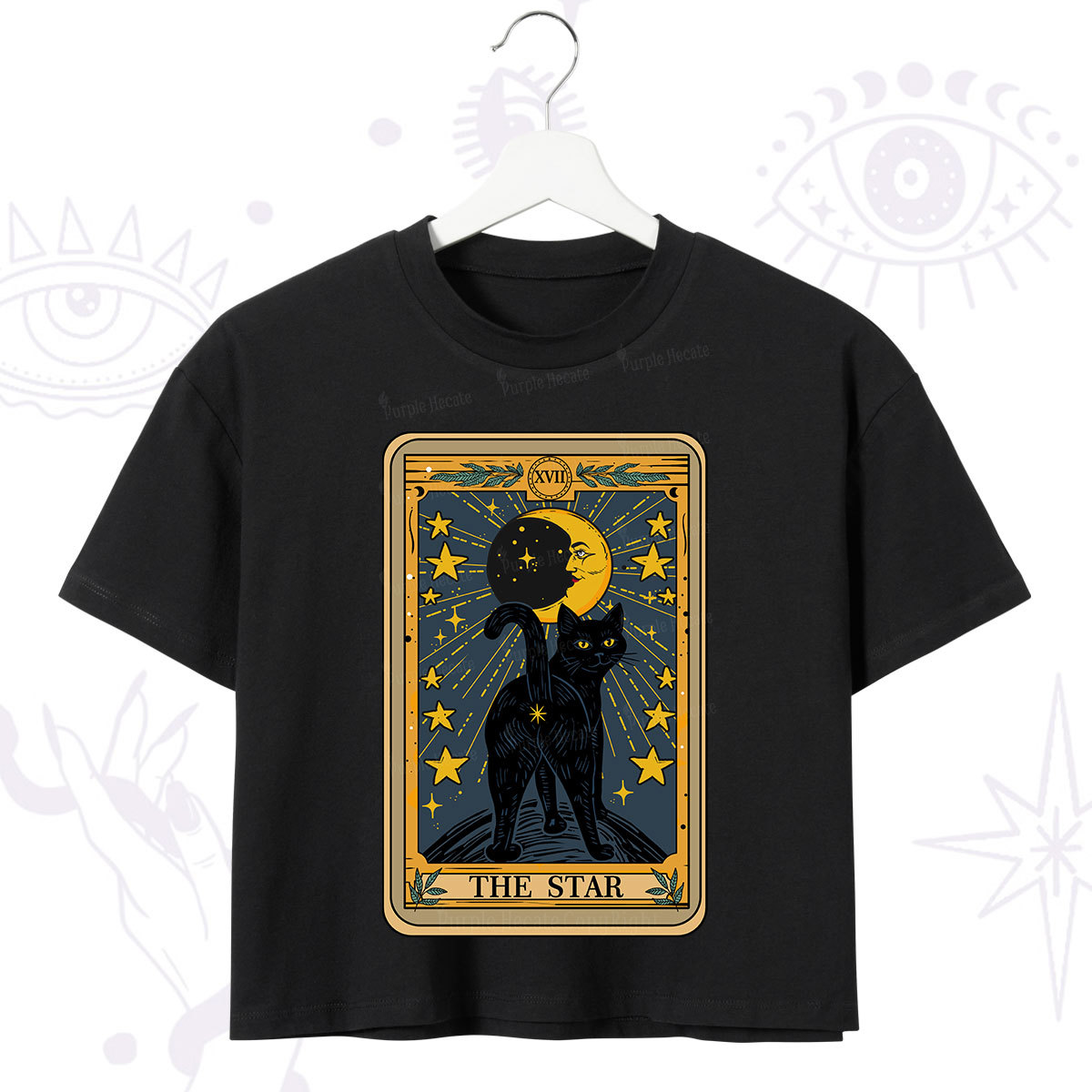 Purplehecate The Star Tarot Cat Crop T-Shirt
