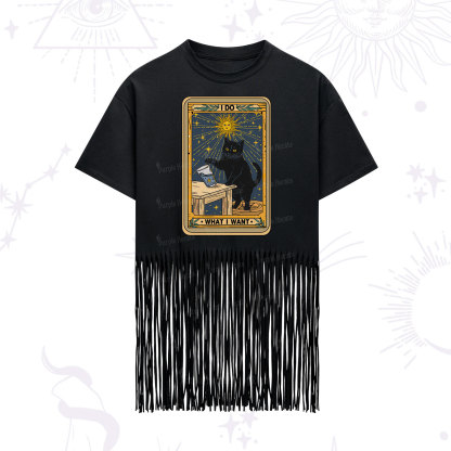 Purplehecate I Do What I Want Cats Fringe Hem T-Shirt