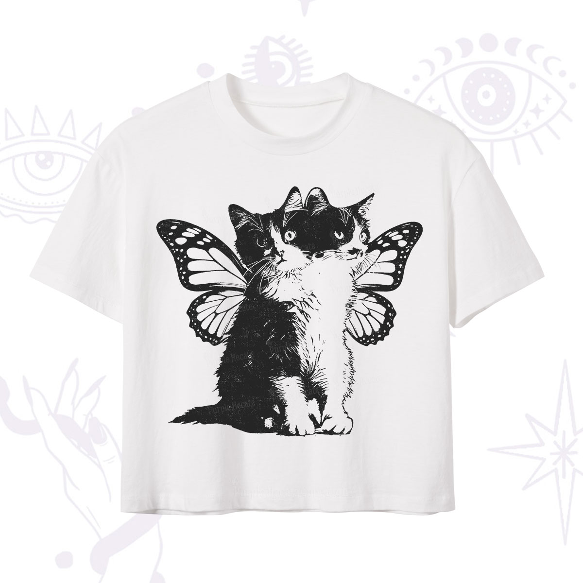 Purplehecate Mystery Butterfly Cat Crop T-Shirt