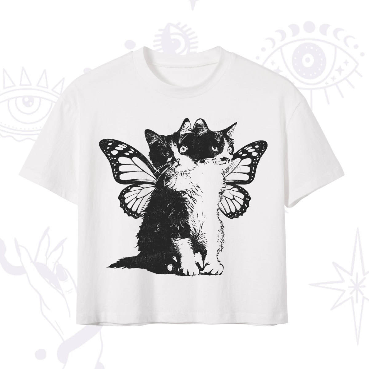 Purplehecate Mystery Butterfly Cat Crop T-Shirt