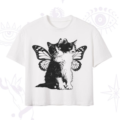 Purplehecate Mystery Butterfly Cat Crop T-Shirt