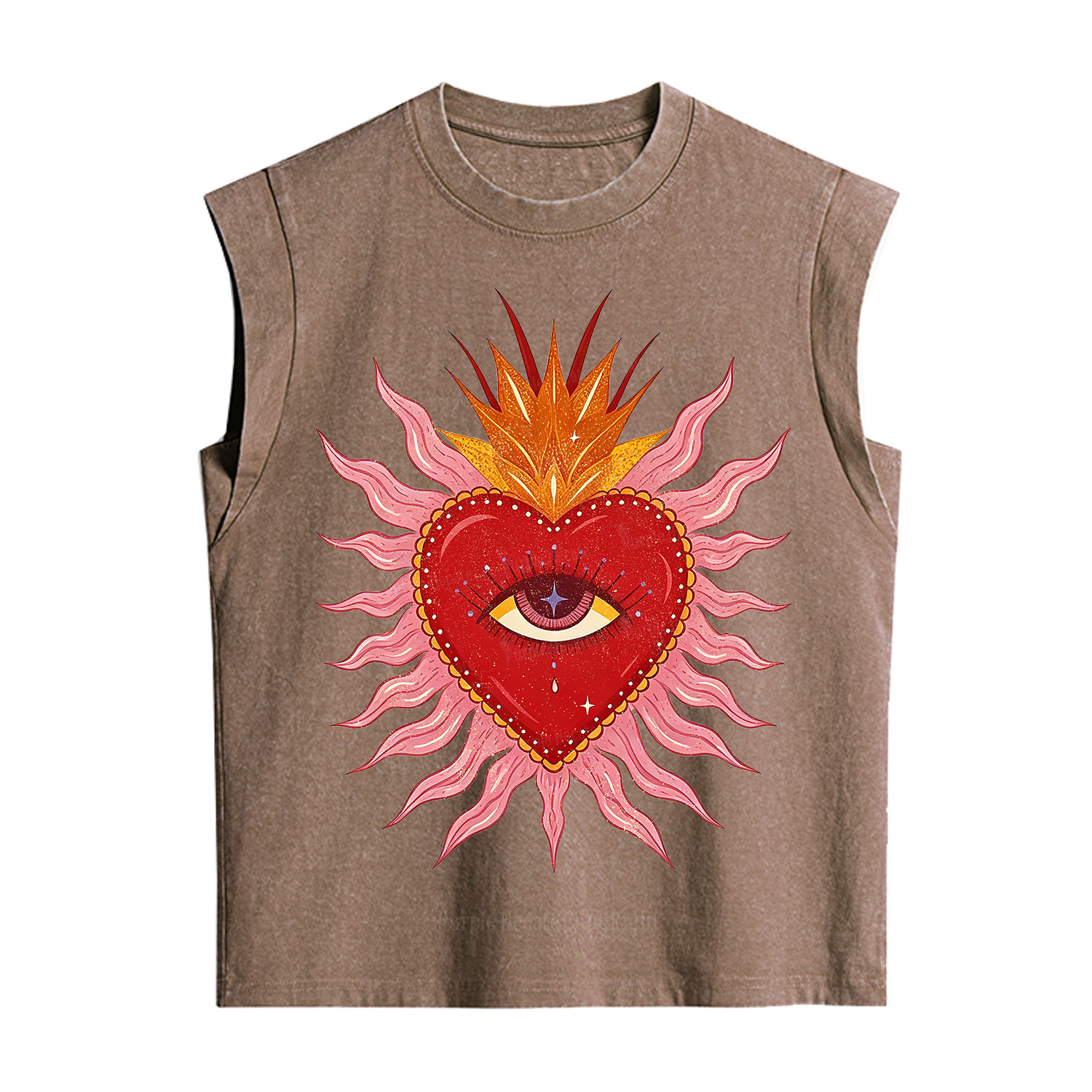 Purplehecate Sacred Flame Heart Vintage Washed Tank