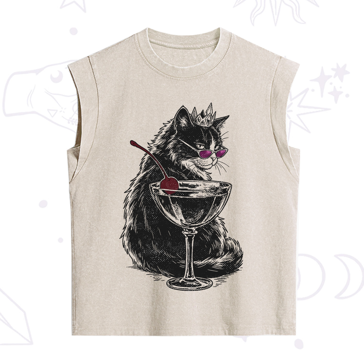 Purplehecate Martini Queen Cat Vintage Washed Tank