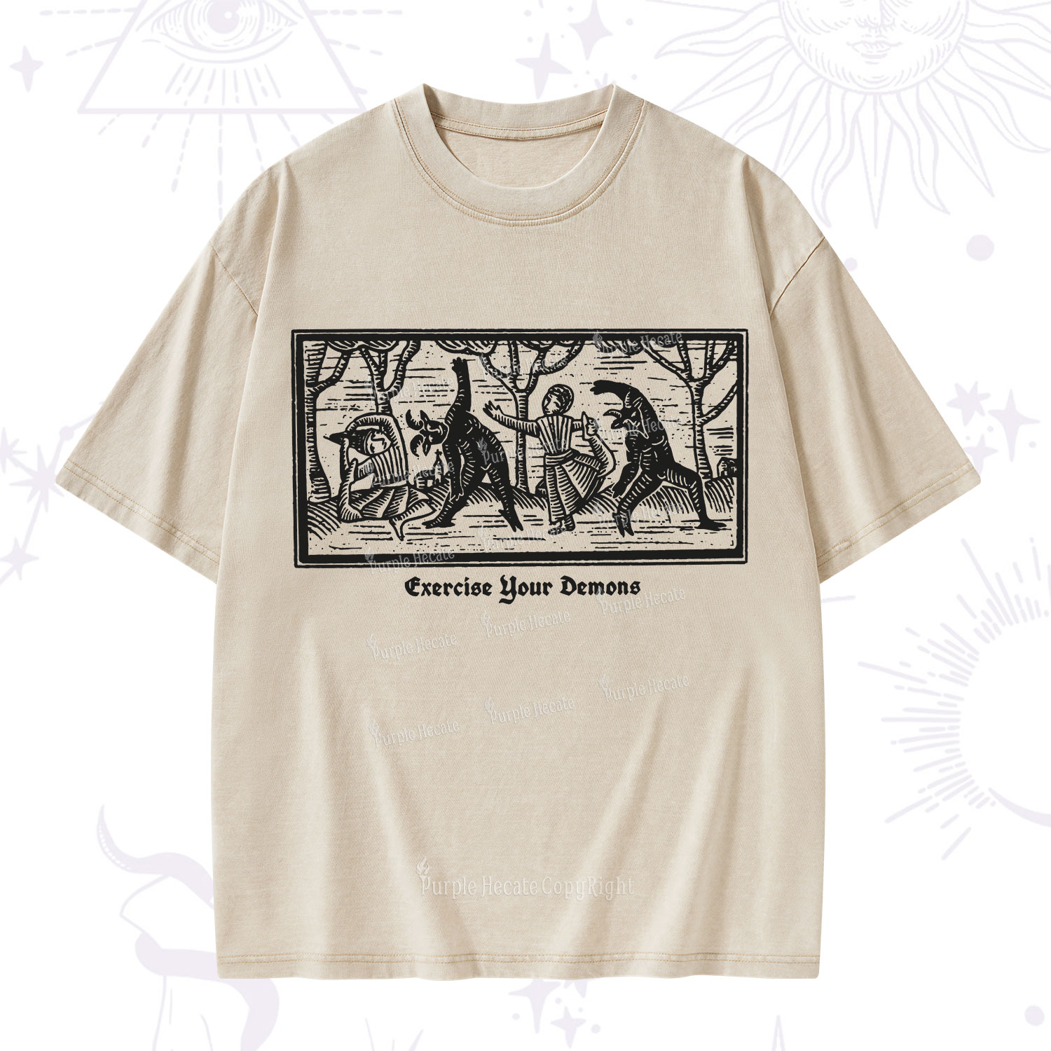 Purplehecate Exercise Your Demons Washed T-Shirt