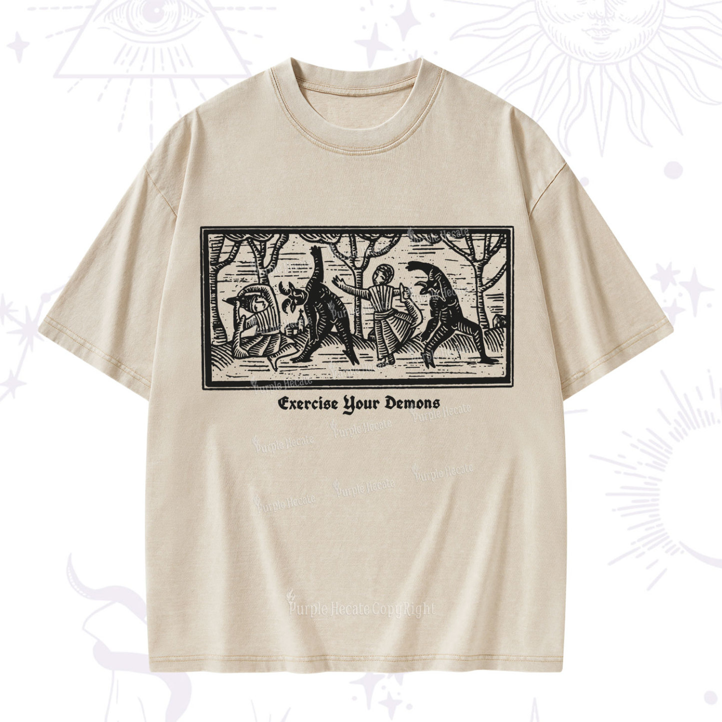 Purplehecate Exercise Your Demons Washed T-Shirt